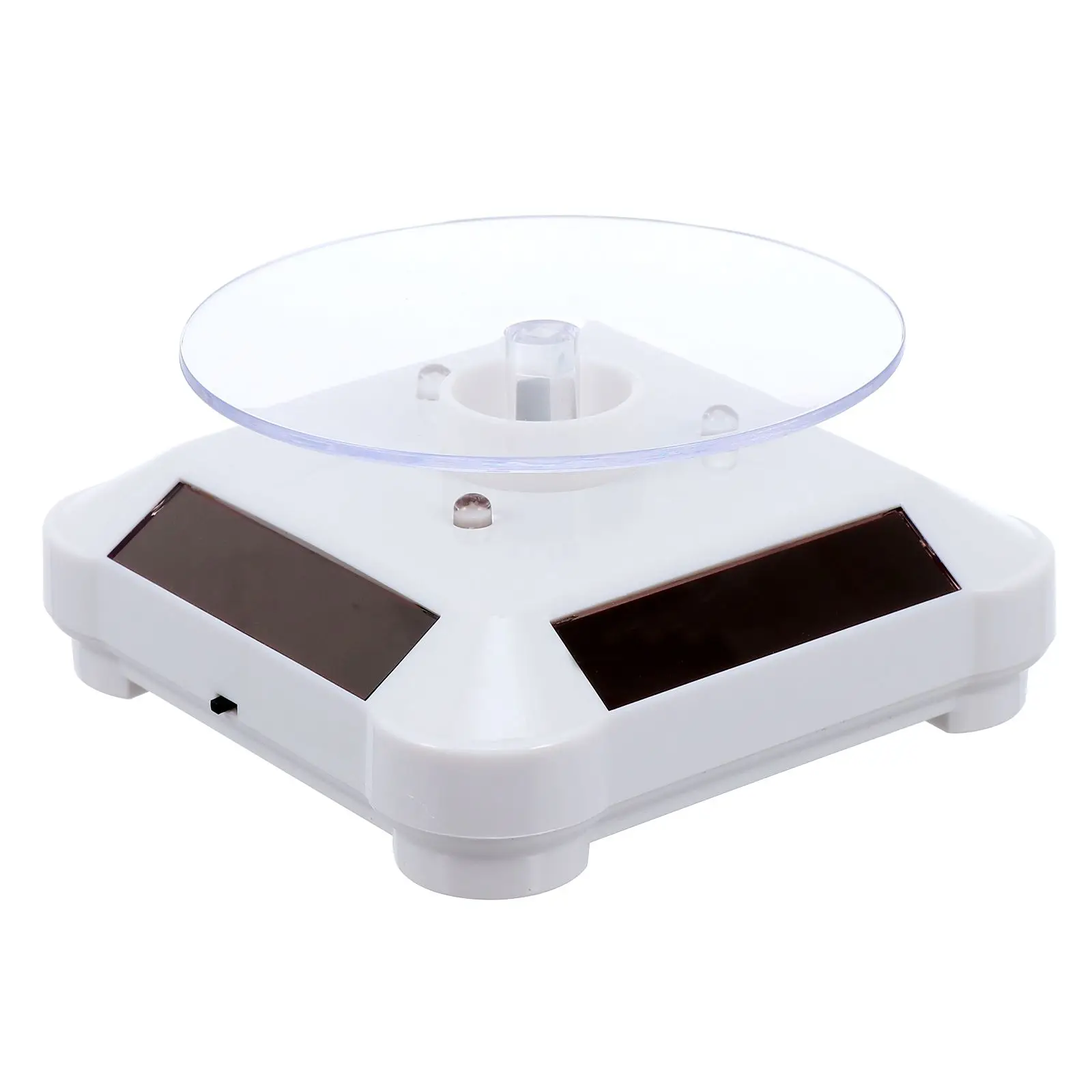 

Rotating Display St 360 Degree Electric White Rack Jewelry Watch Turntable Solar Panel LED Light Auxiliary Equipment
