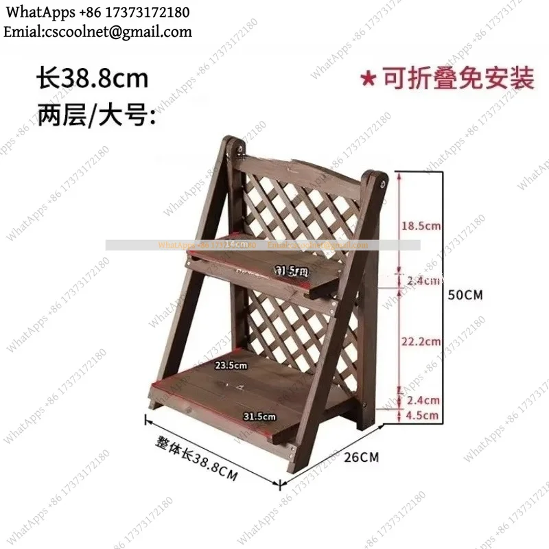 k3 Solid Wood Desktop Plant Stand, Tiered Flower Rack for Window Sill Office, Mini Potted Planter Shelf Storage Combo