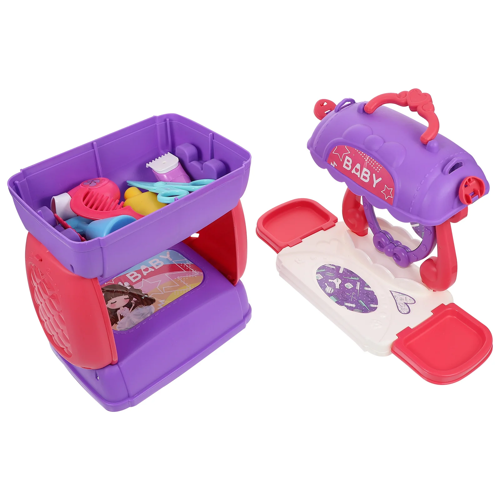 

1Set Kids Hair Stylist Kit Premium Plastic Material Realistic Appearance Develop Hands-on Skills Pretend Set Early Education Toy