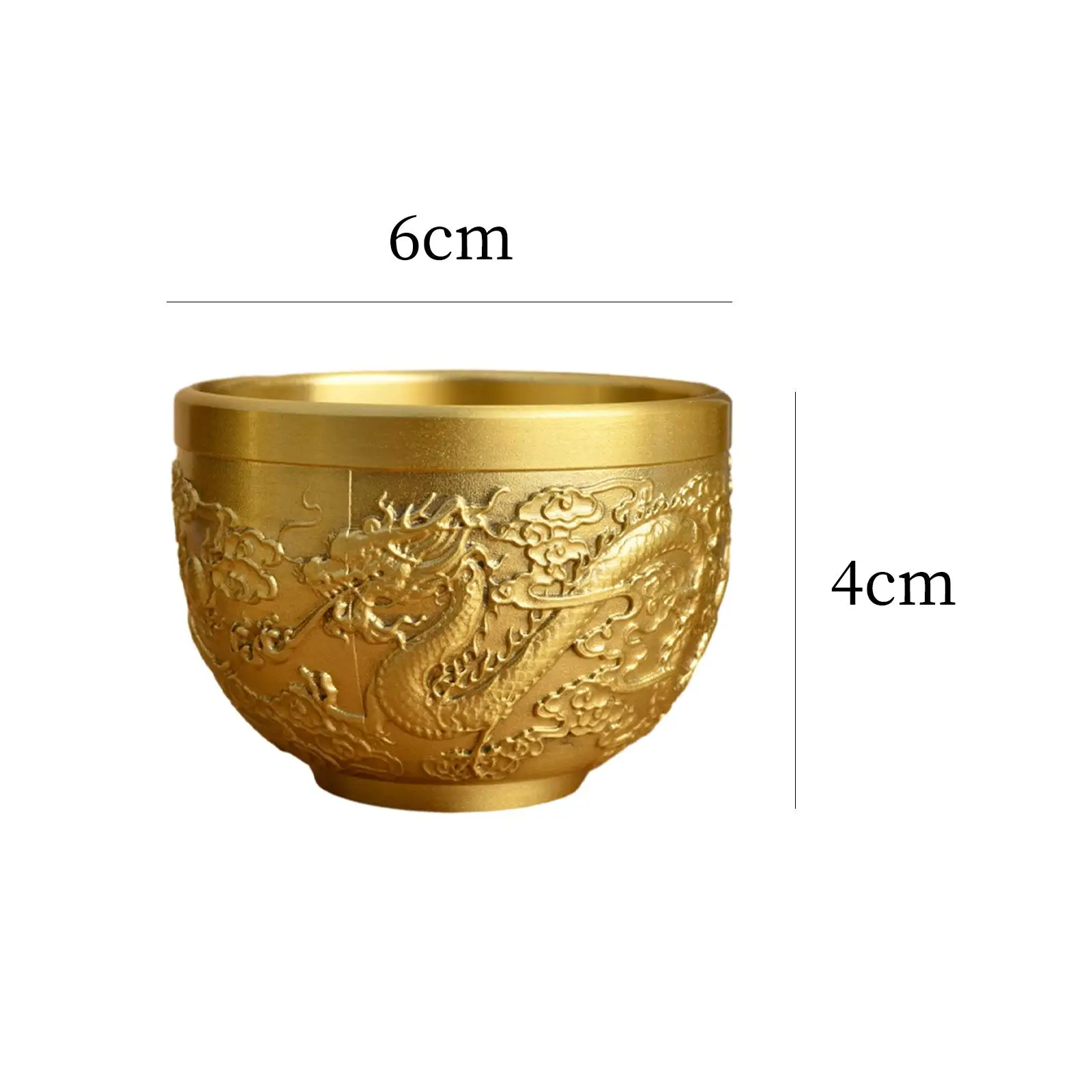 Brass Feng Shui Bowl Drinking Cup Ornament Collection Retro Style Drinkware Luck Cornucopia Tea Cup for Tabletop Bedroom Home