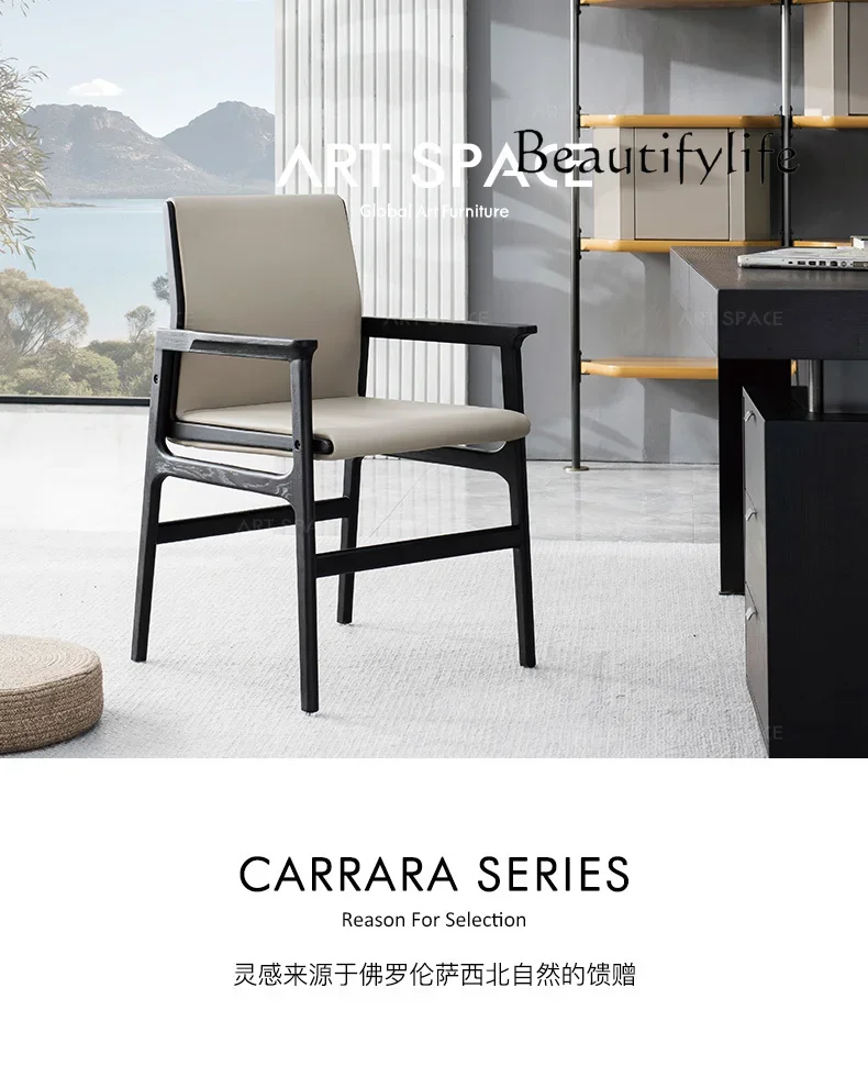 

muebles para hogar Italian Retro Leather Dining Chair Combination Modern Minimalist Single Home Living Room Study Chair
