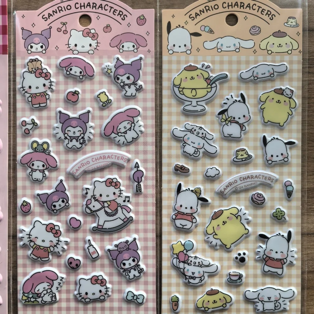 Genuine Sanrio Stickers Toys 3D Bubble PVC Hello Kitty Kuromi My Melody Cinnamoroll Sticker for Journal Notebook Girls Gifts
