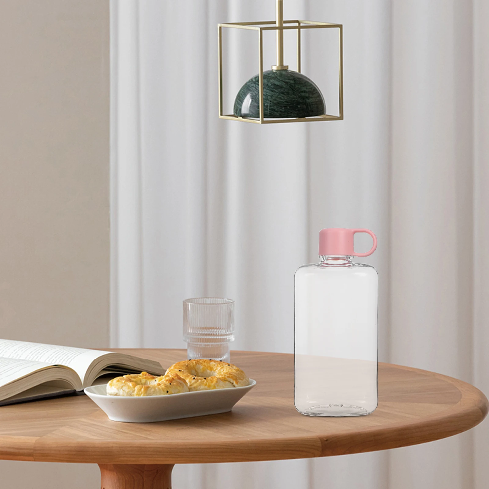 

Portable Travel Water Bottle Reusable Flat Plastic Leakproof Hydration Large Capacity Pink Outdoor Sports Gym Fitness Slim Flask