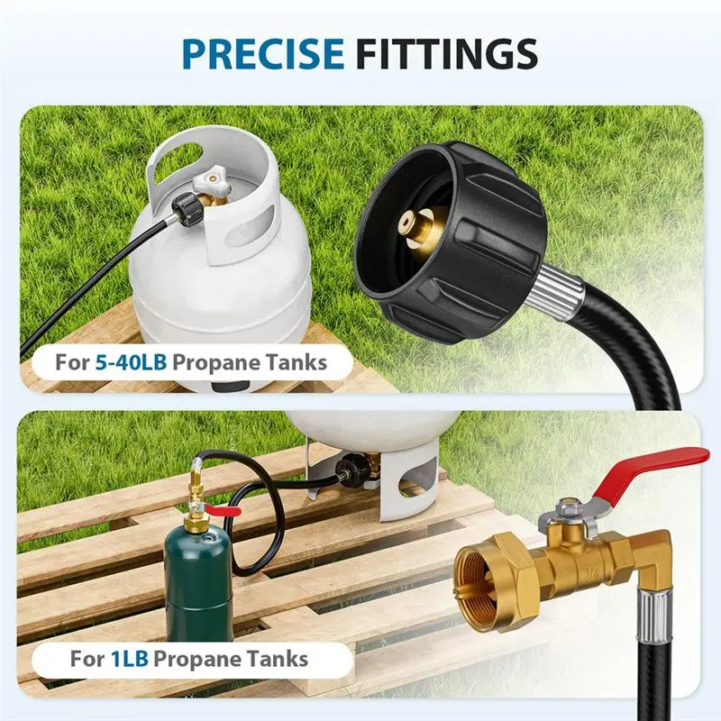 ABUH-For 1 Lb Tanks, Propane Refill Adapter, 3.5 FT Propane Tank Refill Adapter Hose With Safety Shutoff Valve