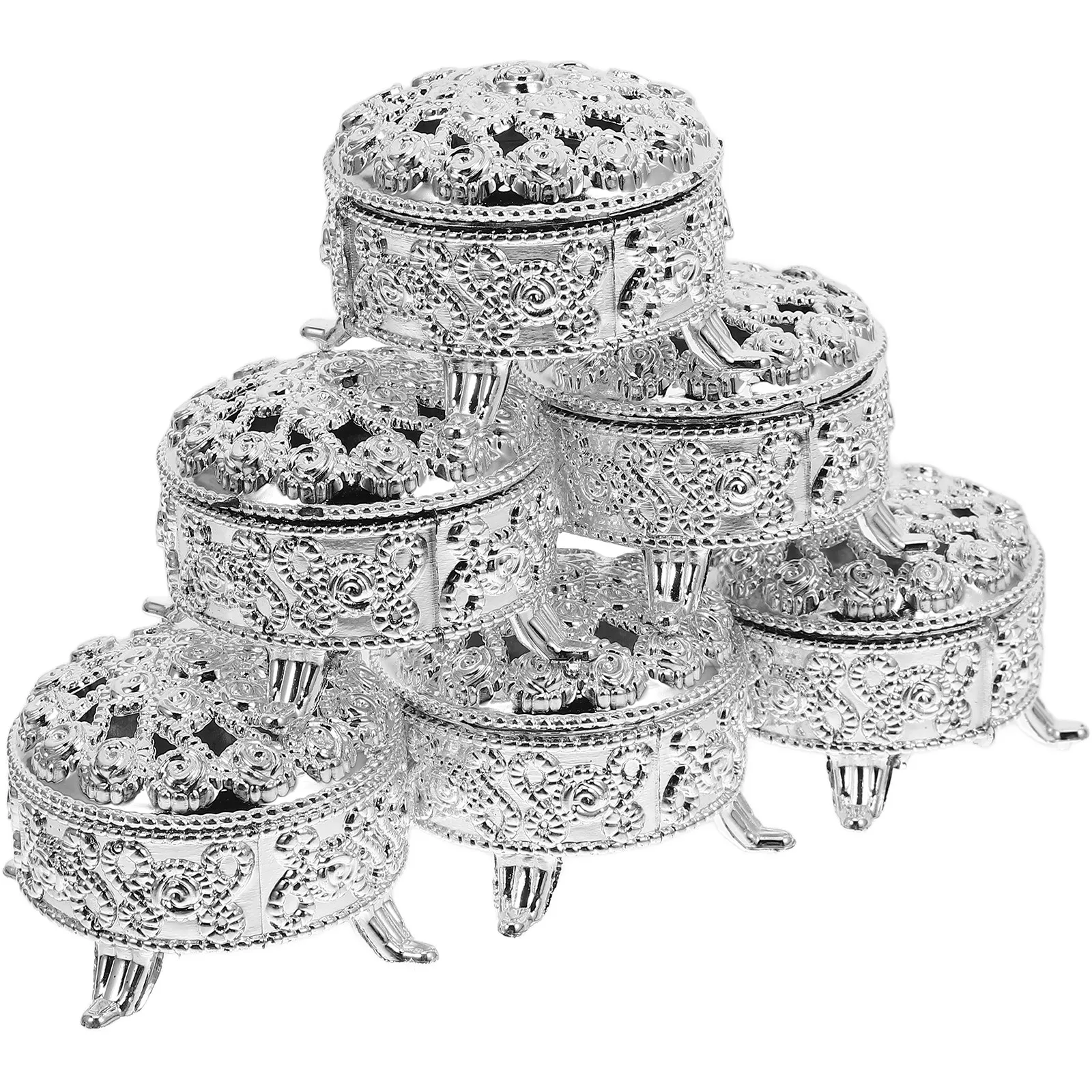 

6Pcs Premium Round Candy Boxes Embossed Favor Boxes for Wedding Birthday Party Candy Packaging Jewelry Storage Wedding Favors