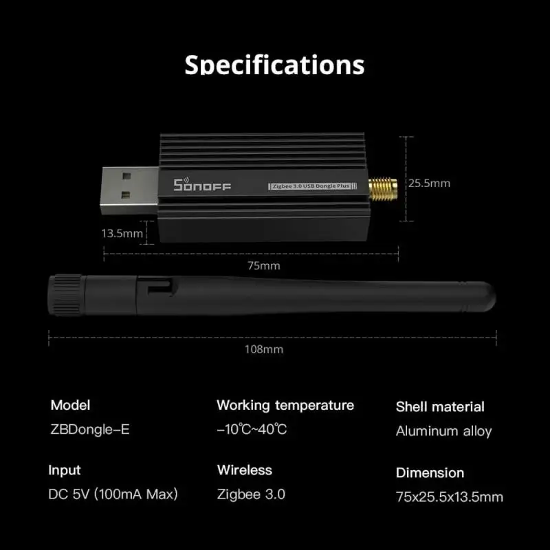 SONOFF ZB Dongle-E USB Dongle Plus Zigbee 3.0 Universal Gateway Support Home Assistant Zigbee2MQTT Raspbian Ubuntu MacOS Smart