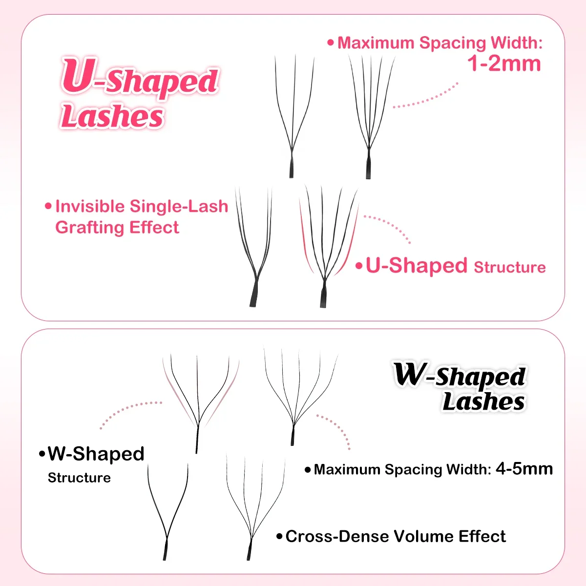 ARISON U-shape Eyelash Extensions YY 3D 4D 5D Premade Wispy Volume Fans Soft Matte Black Professional Salon Supplies Individual