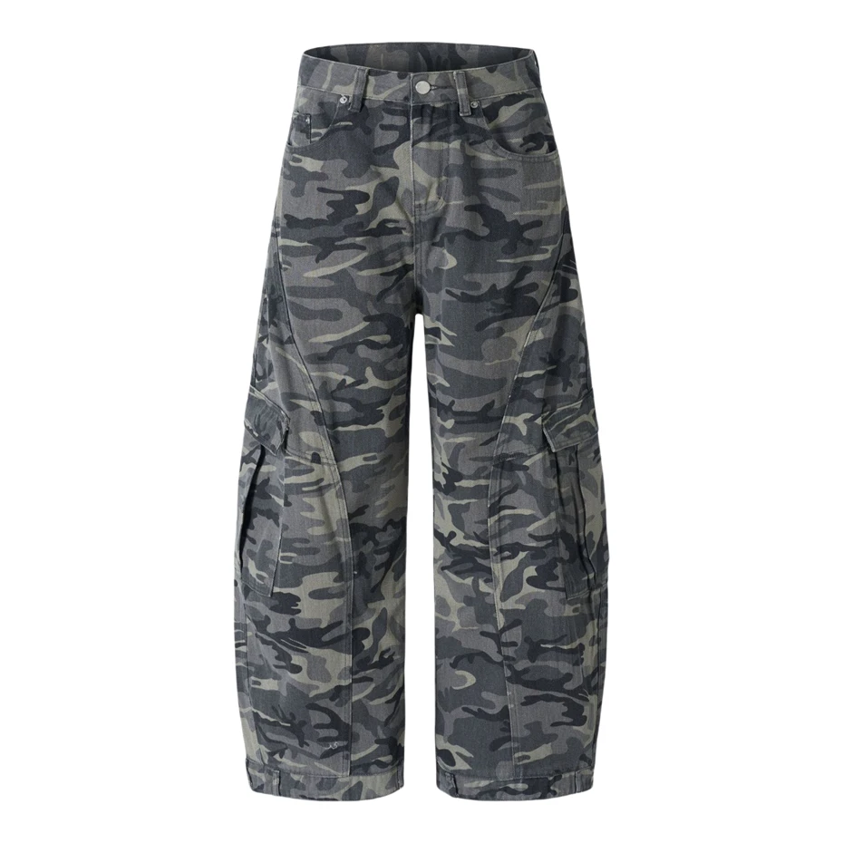 Vintage Camouflage Scimitar Pants Mens Streetwear Punk Y2k Casual Trousers Men Harajuku 2025 New Baggy Wide-leg Cargo Pants Male