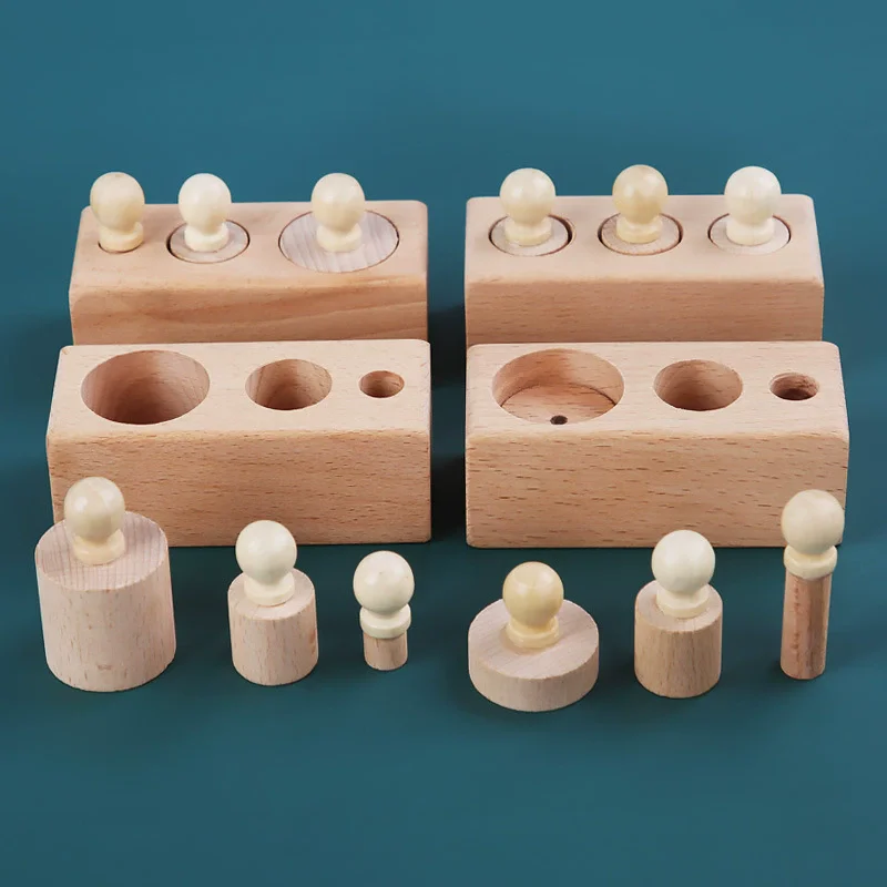 Montessori Cylinder Socket Puzzles Toy Baby Development Practice And Senses Preschool Educational Wooden Toys For Children Gifts