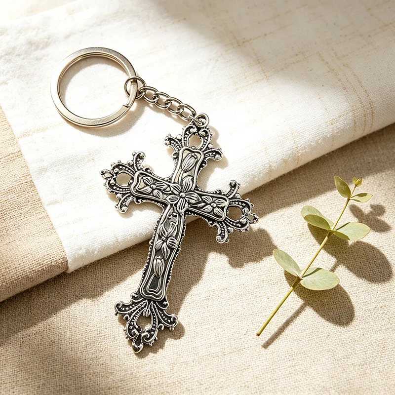 1 stücke Vintage Goth Kreuz Schlüsselbund Auto Frauen Männer Tasche Zubehör Schmuck Geschenke Schlüsselanhänger Großhandel Halter – Detail 1