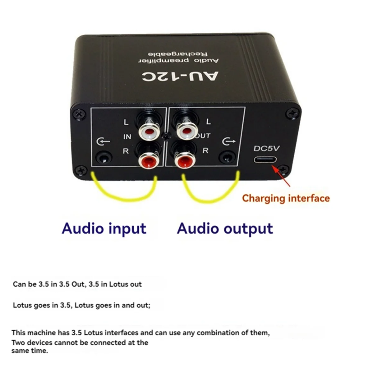 Rechargeable Stereo Audio Signal Amplifier Multi-Function Cell Phone Audio Amplifier Computer Headphone Amplifier