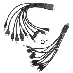 Universal USB To Multi Plug Cell Phone Charger Cable 10 in 1 USB Cable For Smartphone Charger Cable 20CM/7.87in