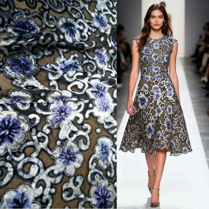 

Luxury Silk Velvet Fabrics for Sewing Autumn Dress New Fashion Cloth Thickening Green OEM High Quality Wholesale tissus couture