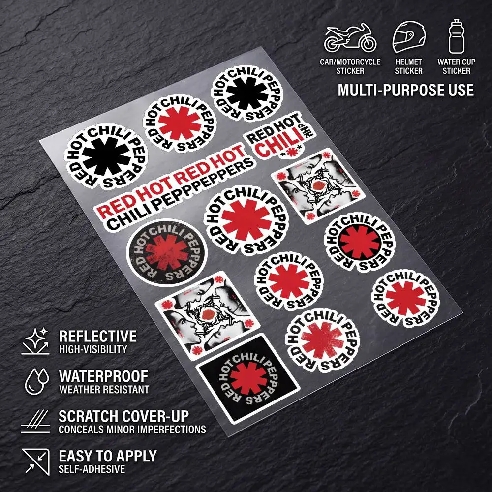R-RedHotChiliPeppers-s Universal Multi-Purpose Reflective Stickers Scratch Conceal For Auto Bike Helmet Mug Fridge Decoration