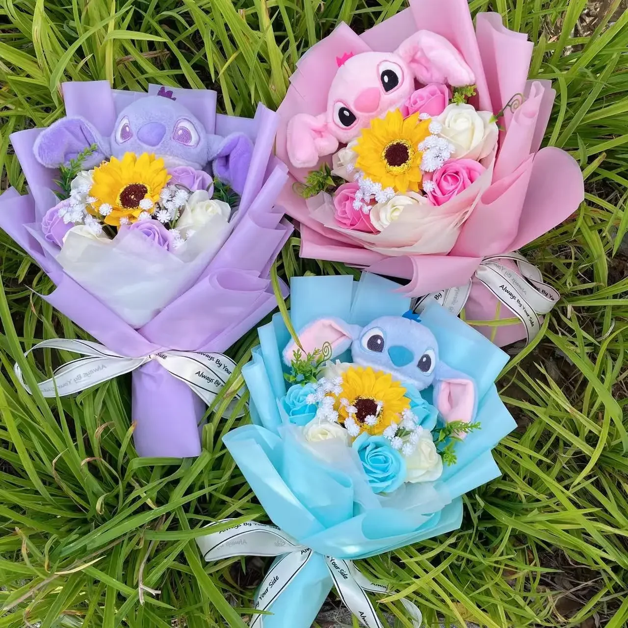 

Disney Anime Stitch Bouquet Stuffed Super Soft Kids Christmas Birthday Valentine Graduation Gifts