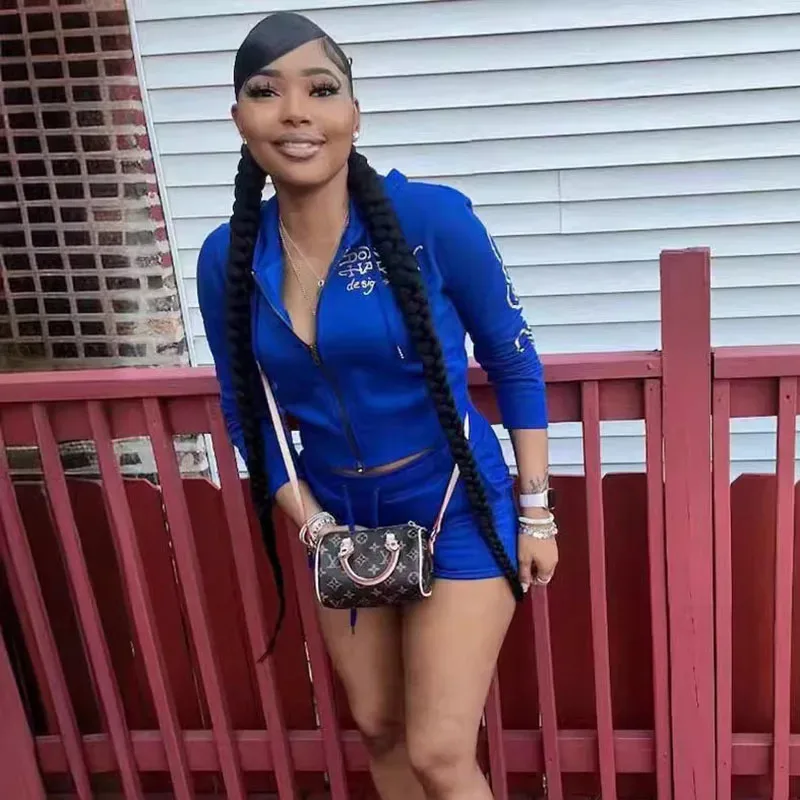 Nuovo 2025 Sifreyr Casual Stampa Lettera Top Set Con cappuccio a maniche lunghe Cerniera Slim Fit Cardigan Top Sport Avvolto Hip Drawstr eqs9X