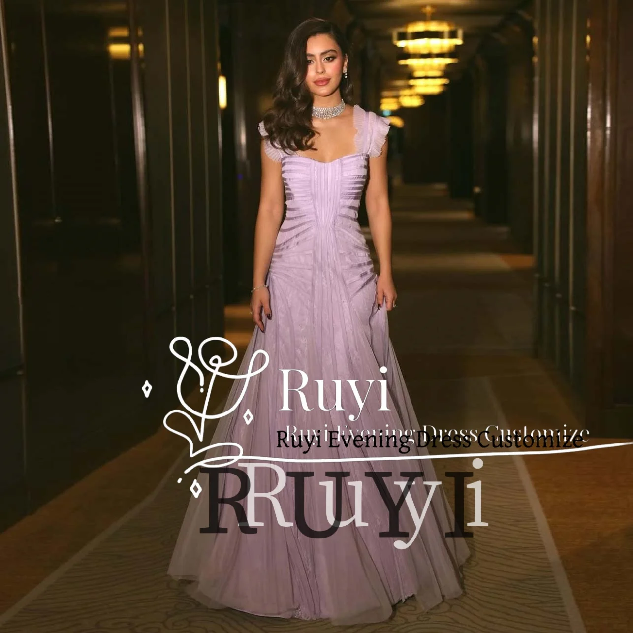 

Индивидуальные сиреневые драпированные милые оборки, кружевные тюлевые вечерние платья 2025, женское свадебное элегантное вечернее платье, длинное платье для выпускного вечера