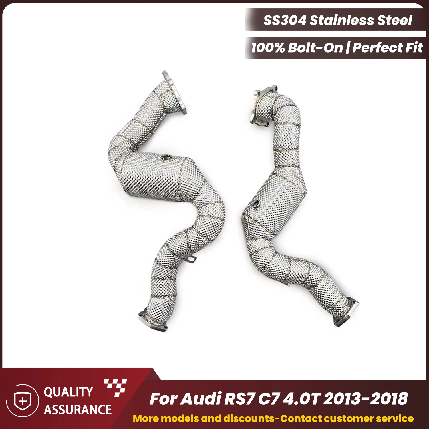 

Stainless Steel Downpipe ECCF for Audi RS7 C7 4.0T 2013-2018 High Flow Plug & Play No Tuning Warranty Safe