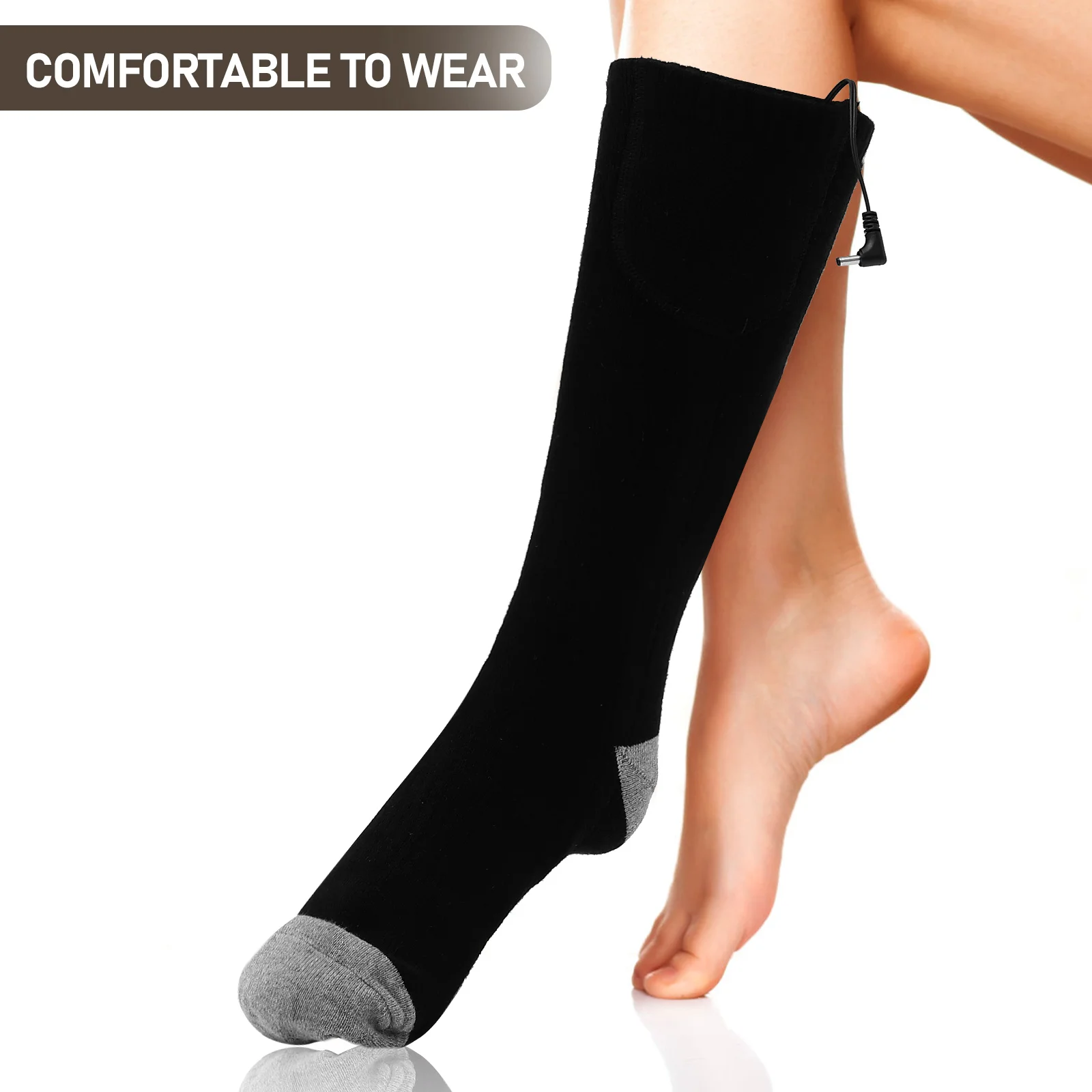 

Warming Stocking Smart Temperature Control Socks Men Electric Heating Carbon Fabric Winter Thicken Footwear for Skiing
