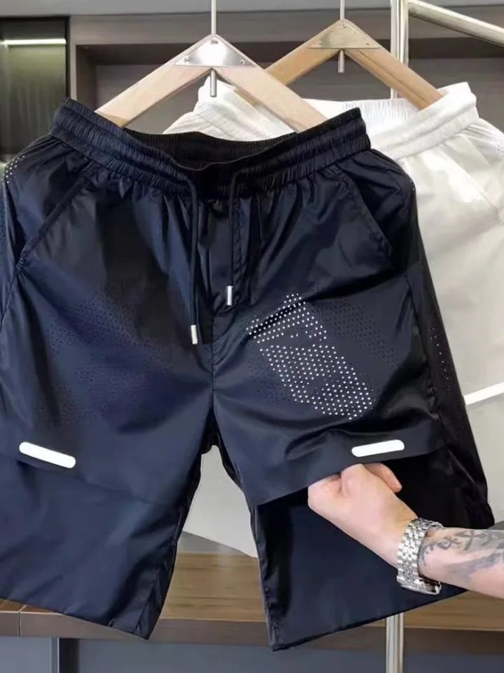 

Мужские повседневные спортивные брюки большого размера, дышащие, быстросохнущие, свободного кроя, летние, прямые, с высокой талией, не требующие глажки