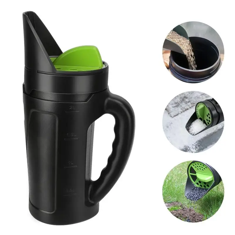 Heavy Duty Hand Spreader 2.5L Adjustable Flow Nozzle Ergonomic for Lawn Garden Seed Fertilizer Application