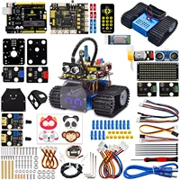 KEYESTUDIO-Mini tanque programable para niños, Kit de coche Robot para Arduino, Kit de vástago de automatización DIY, juguetes EDU, Control remoto por aplicación IR