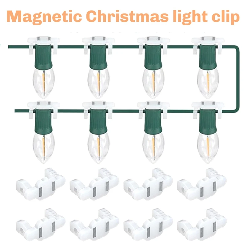 20Pack Strong Magnetic Christmas Light Clips Roof For C9 Socket, Roof Outdoor Outside Xmas String Rope Siding Fence