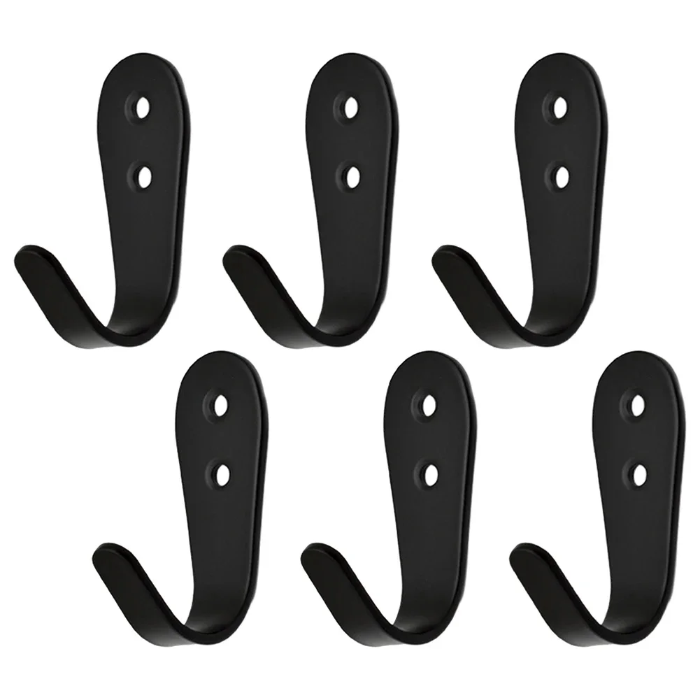 Towel Hanger Holder Coat Single Hook Kitchen Bathroom Bedroom Small U-shaped 4pcs Black Heavy Duty Solid Metal