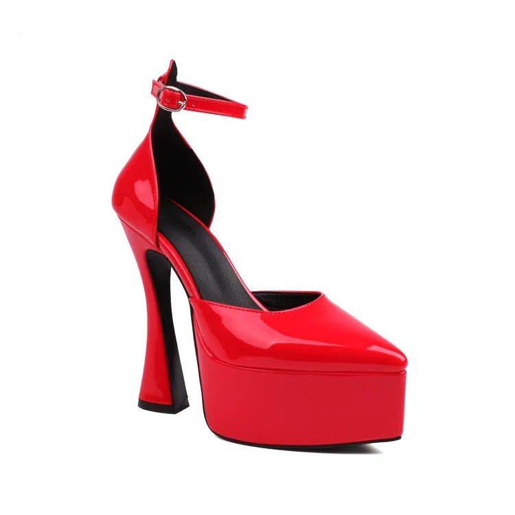 Big size Oversize Large size Pointed toe platform shoes Thick Heel Super high heel Pumps women shoes  simple and elegant