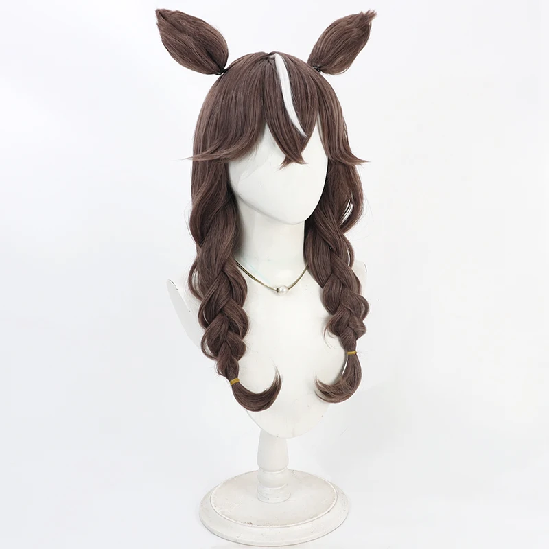 Umamusume Pretty Derby Curren Bouquetd'or Cosplay Pruik Dubbele Vlechten Bruine Oren en Staart Vrouwen Anime Halloween Party Kostuum Prop