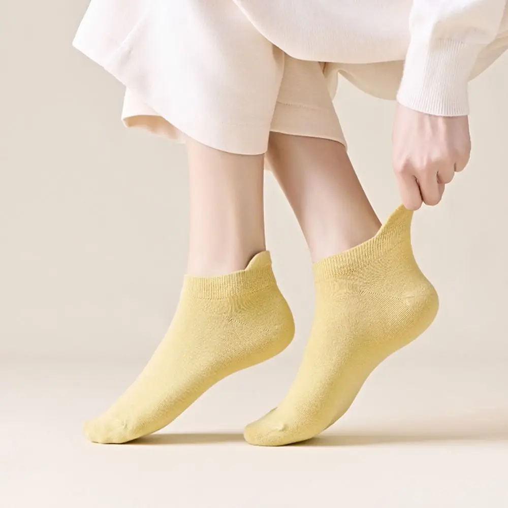 

10Pairs Simple Candy Color Invisible Boat Socks Harajuku Korean Style Mesh Short Socks Casual Breathable Ear Lifting Socks Women