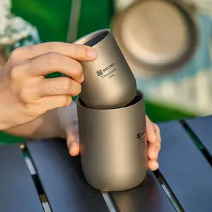 High Quality Lightweight Camping Titanium Tea Cup Portable Double-Wall Coffee Tea Mug Outdoor Drinkware