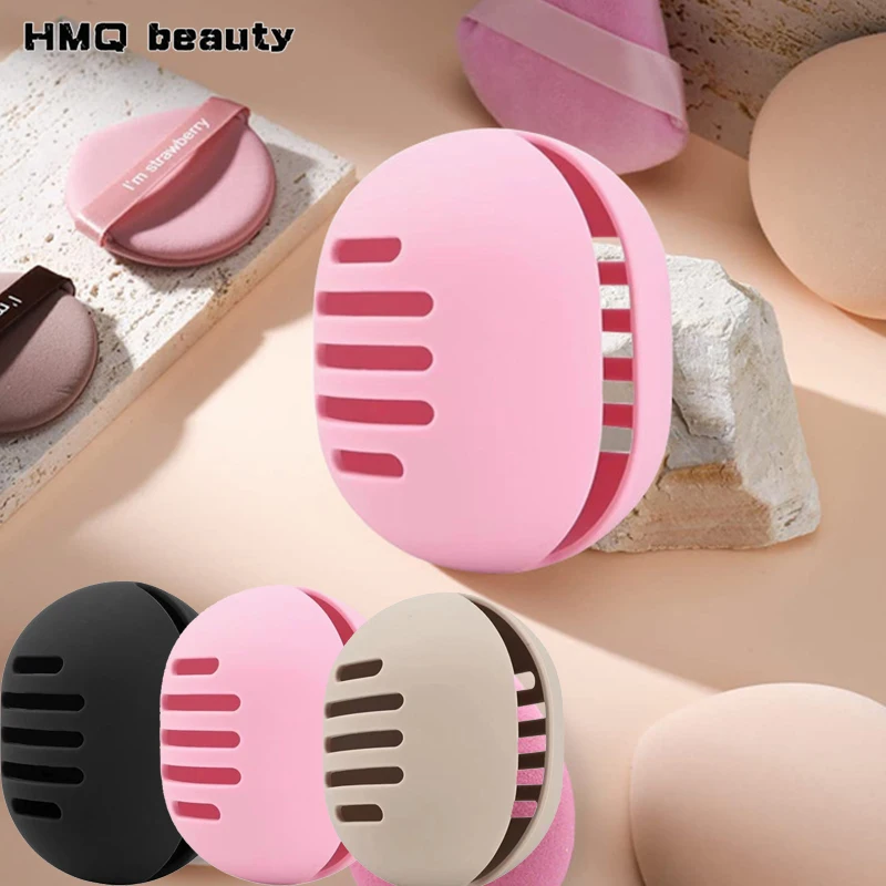 1 Stück Umweltfreundlicher Silikon-Make-up-Schwammhalter Mehrfach-Loch-Aufbewahrungsbox Tragbare Kosmetik-Puff-Organizer-Box für Reisen