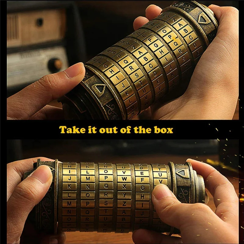 Da Vinci Code Mini Lock Puzzle Box With  Compartment Anniversary Code Lock As Gift For Boy And Girl As Shown