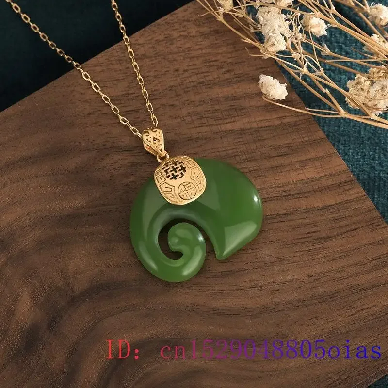 Grüne Jade Elefant Anhänger Edelstein Amulett Chalcedon Chinesischen Frauen Geschenke Natürlichen 925 Silber Charme Halskette Schmuck Mode