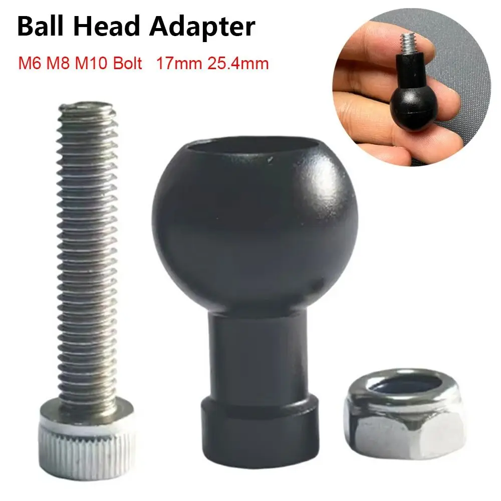 1Pcs 17mm 25.4mm Ball Head Ball Head Adapter M6 M8 M10 Bolt Universal Mounting Bracket Connector Easy Adjustment Aluminum