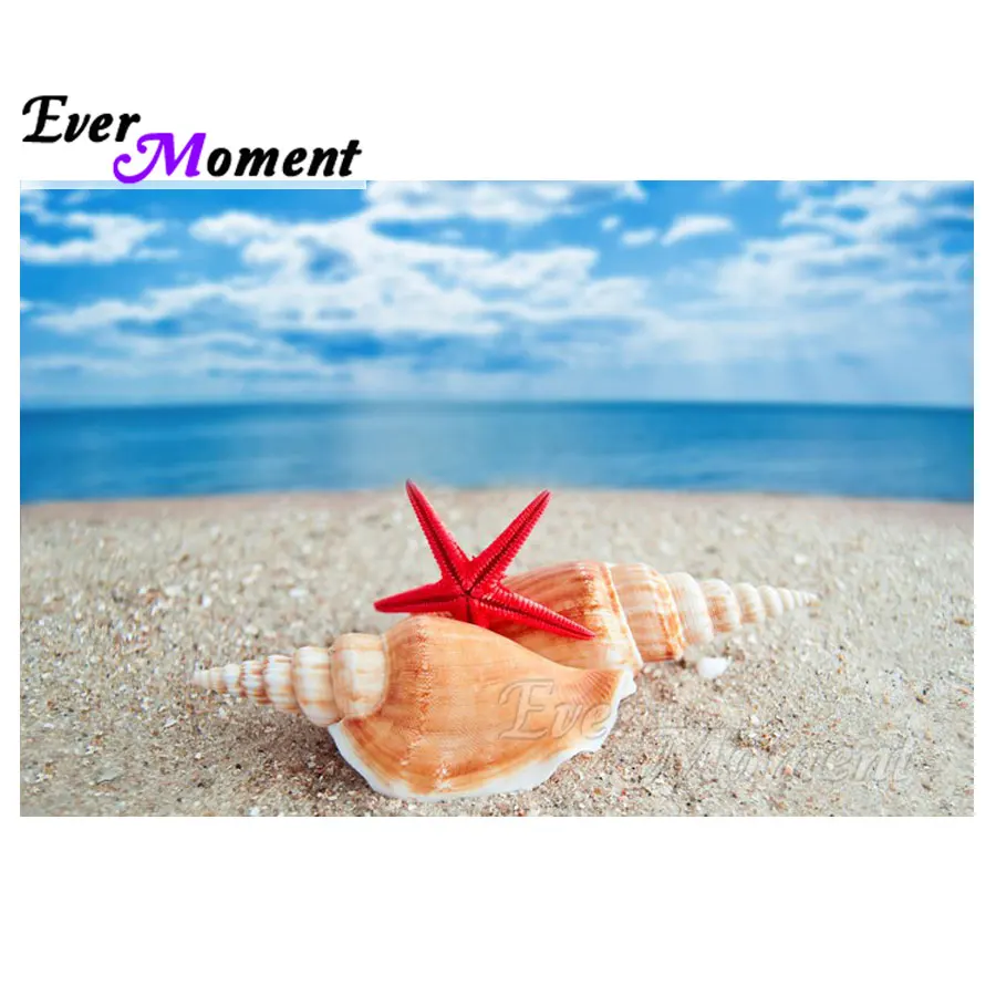 

Ever Moment 5D DIY Алмазная картина Морская ракушка Морская звезда Пляж Алмазная вышивка Полный квадратный декор из смолы S2F088