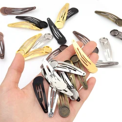10pcs/lot Iron Plated Hair Pin Metal 12/14/16/18/20mm BB Clip Cabochon Base Setting Barrettes Clip Pins For DIY Jewelry Making