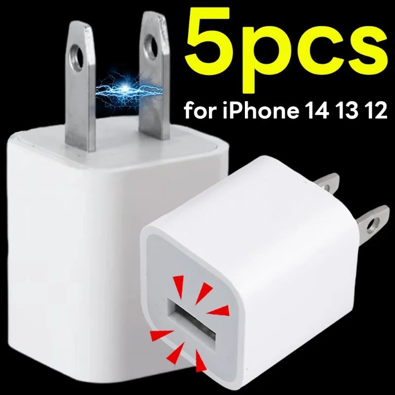 5V 1A USB Charger Block Fast Charging for iPhone 14 13 12 Pro Max Travel Home Wall Charger USB Plug Mobile Phone Power Adapter