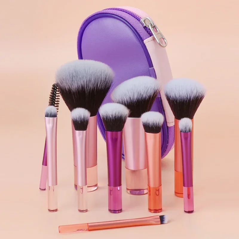 10pcs Mini Makeup Brush Set Powder Eyeshadow Foundation Blush Blender Concealer Beauty Makeup Tools Brush Professional Supplies