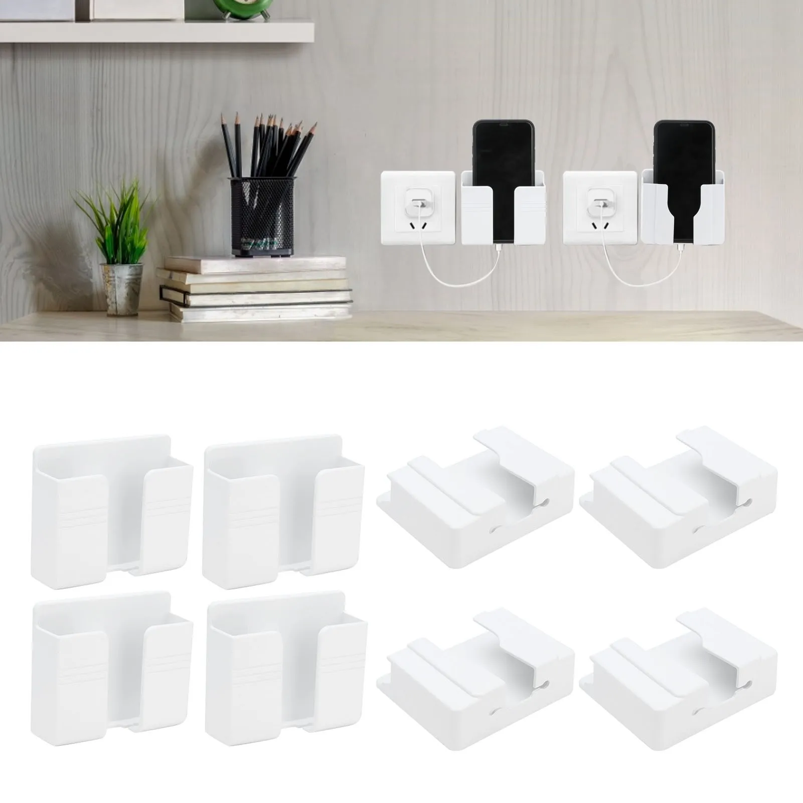 Wall Remote Control Bracket Wall Mounted Storage Shelf Punch  Wall Remote Control Mobile Phone Charging Base Stand