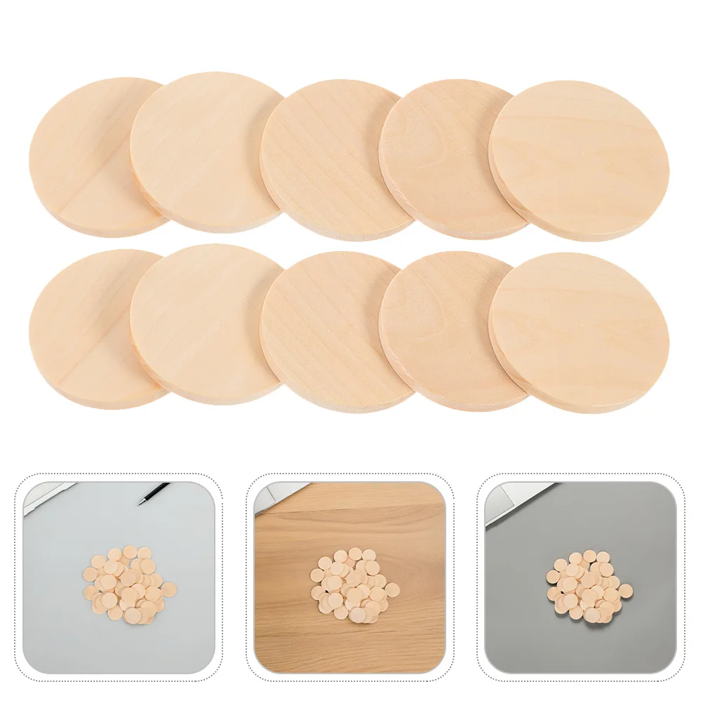 

50Pcs Unfinished Natural Wood Circles Solid Round Flat Wood Discs 4x0.5cm DIY Craft Supplies for Painting Staining Game Pieces