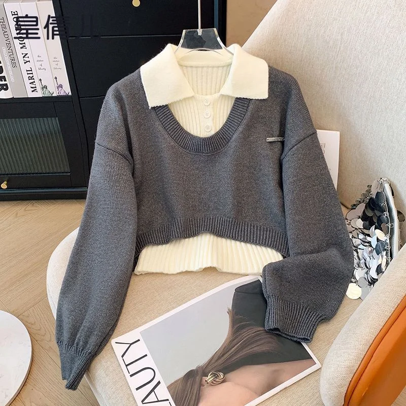 

College Style Knitted Sweater Vest Two-piece Set For Women's Autumn 2025 Autumn Winter New Sweet Age Reducing Fashion Set