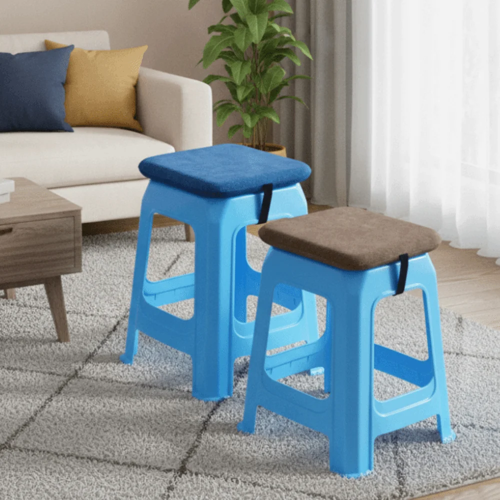 Comfortable Square Student Chair Cushion with Strap Slow Rebound Plastic Stool Pad Anti-Slip Soft Butt Pad Home