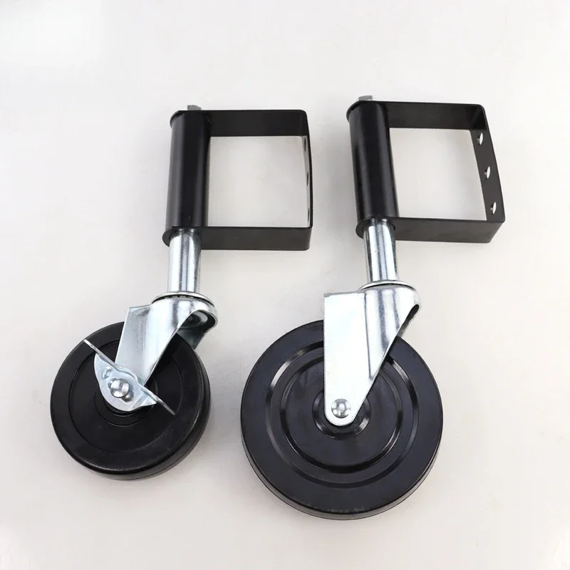 4/5 Inch Spring‑Loaded Telescopic Swivel Caster Wheel,Shock‑Absorbing Silent Rubber Roller With Side Brake Yard Garden Gate