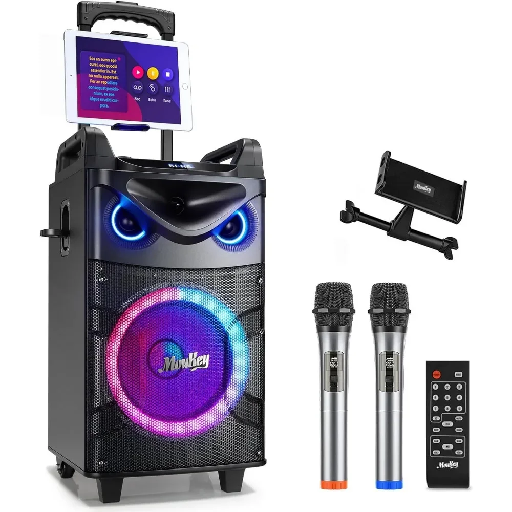 

Karaoke Machine, 10" Woofer Portable PA System, Party Lights & Echo/Treble/Bass Adjustment Support REC/AUX/USB/TF