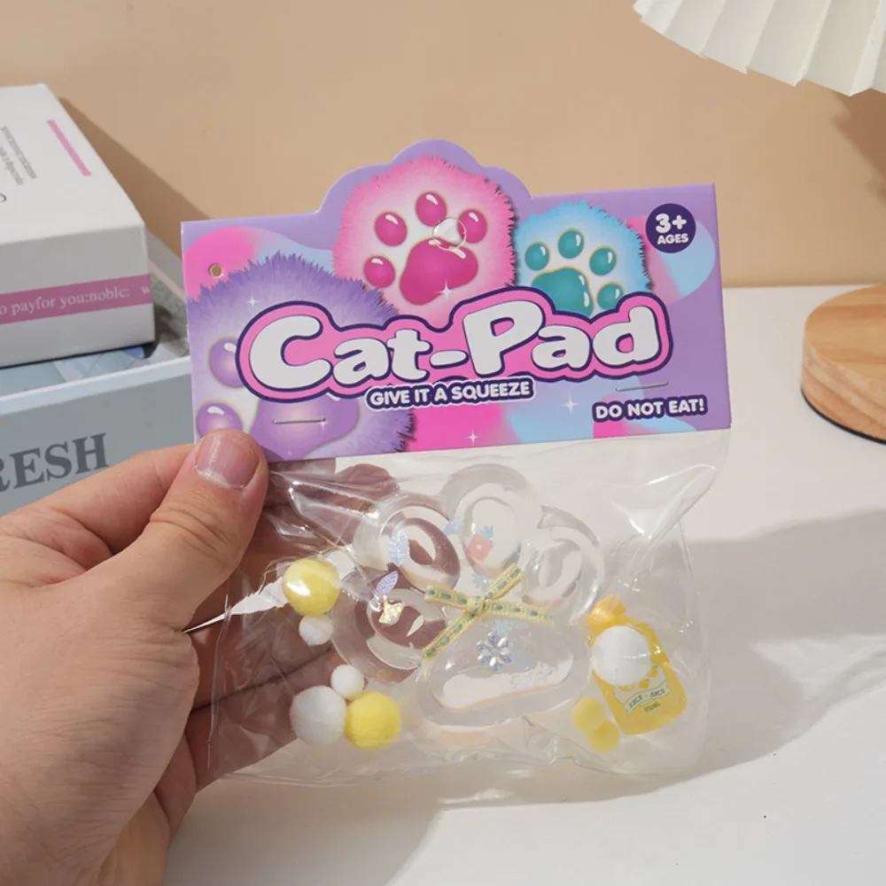 Cat Paw Pinch Toy Blingbling Slow Rebound Stress Relief Toys Transparent Cube Squeeze Toy Gift Sticky Stress Relief Relax Toys