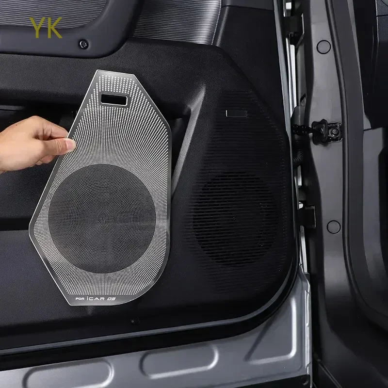

For Chery Jaecoo 6 J6 ICAR 03 2024-25 Stainless Steel Silver Car Door Speaker Network Decoration Cover Interior Car Accessories