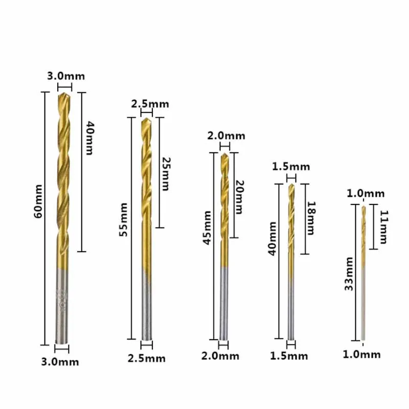 Stainless Steel Wood Metal Drilling HSS Hole Drill Twist Drill Bit Set 3 Edge Head Titanium Plating  Drill Bit