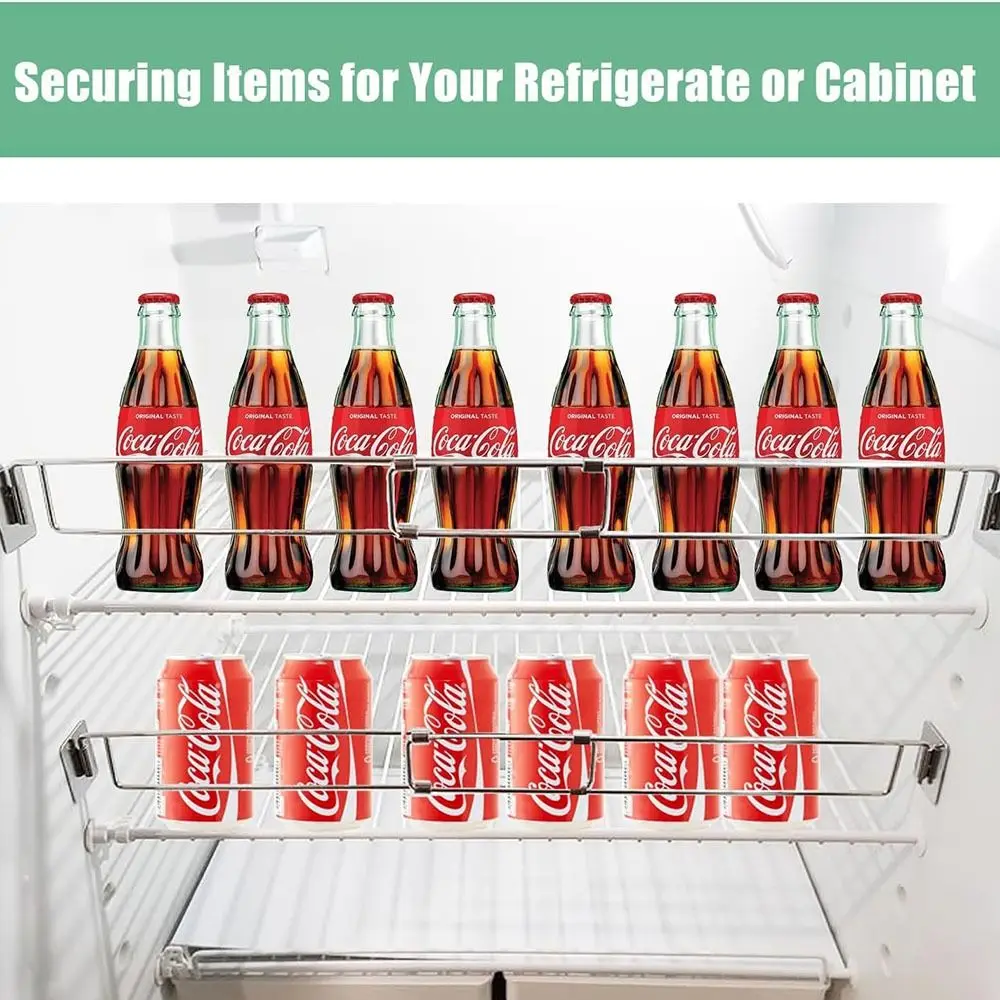 RV 冷蔵庫バー ステンレススチール 調節可能な冷蔵庫テンションロッド 食べ物や飲み物を所定の位置に保持、テンションスタイル 12.3-22.4インチ